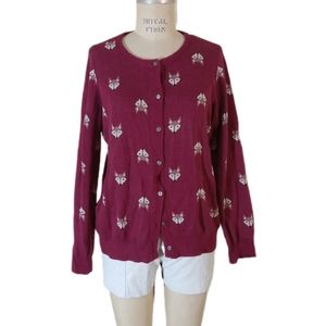 Fox print button front cardigan